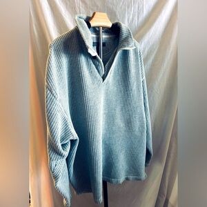 Men's Blue Ribbed Pull Over